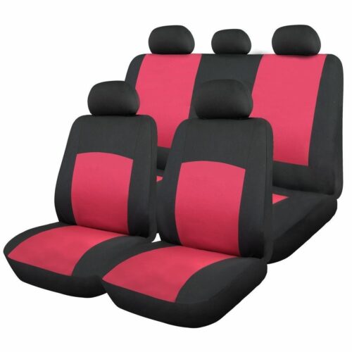 Huse Scaun Auto, 9 piese, universale, culoare Rosu-Negru