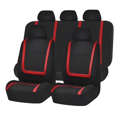 Set huse scaun auto ieftine, Universale 9 piese, model RED LINE – ROSU