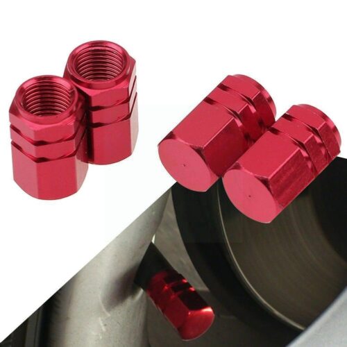 Set capacele auto pentru ventil hexagon rosu 4 buc